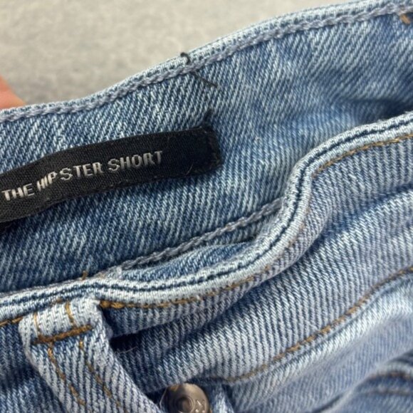 Kendall + Kylie 0/24 The Hipster Shorts Denim Distressed Frayed Hem Button Fly - Picture 6 of 10